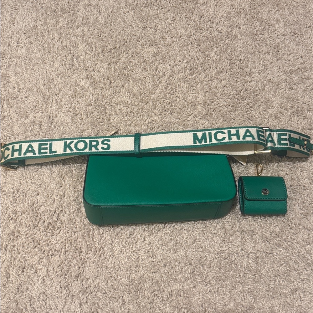 Michael Kors Teal Crossbody Bag with Logo Strap - Picture 5 of 6